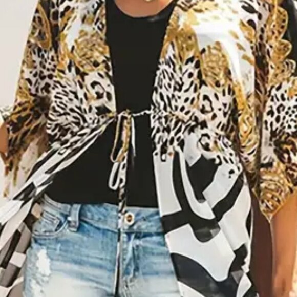 India Rose Wilde Belted Cardigan Kaftan Coverup Kimono Duster - Picture 5 of 11